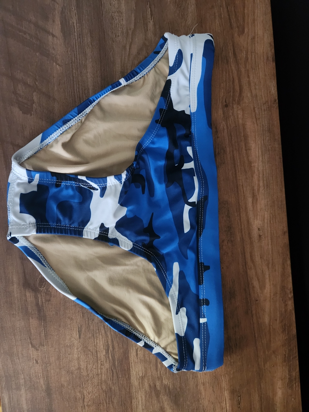 Sporti Women's Modern Camo Classic Workout Swim Bottom – Blue Multi – Size Large